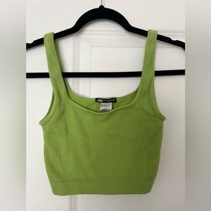 zara light green cropped tank top